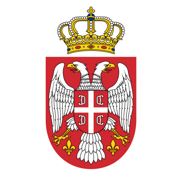 ilustraciones, imágenes clip art, dibujos animados e iconos de stock de república de serbia águila céfala - belgrado serbia