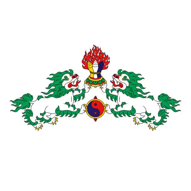 Vector illustration of Tibet Snow Lion National Ensign