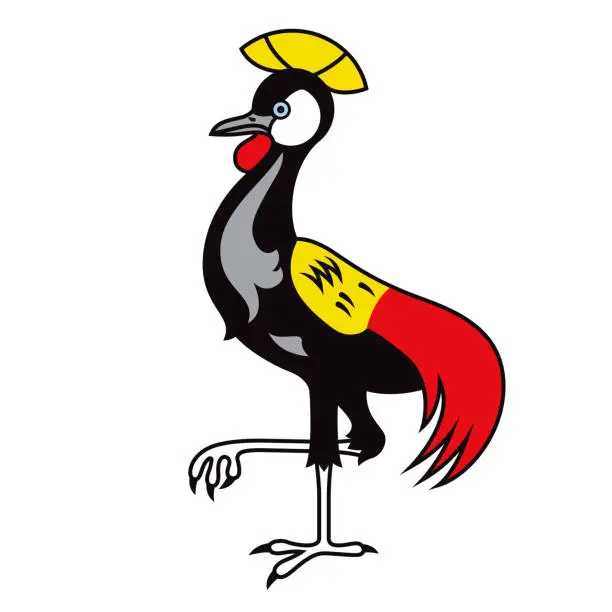 Vector illustration of Uganda Grey Crowned Crane Symbol