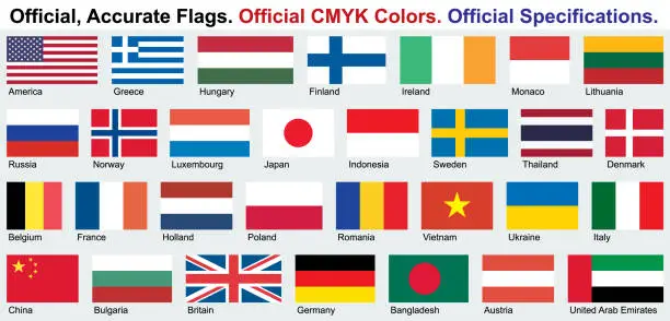 Vector illustration of Official Flags (Official CMYK Colors, Official Specifications)