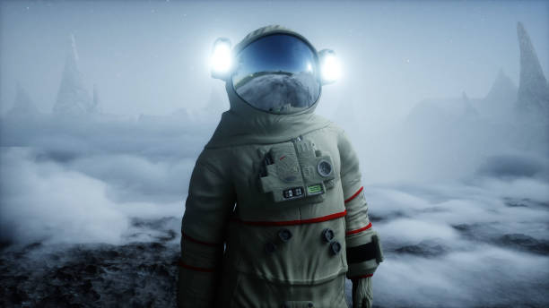 istock Astronaut on alien planet. Mars surface. Space travel. 3d rendering. 1341571231
