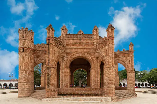 Old brick structure known as the Moorish Fountain in Chiapa de Corzo, Chiapas, Mexico