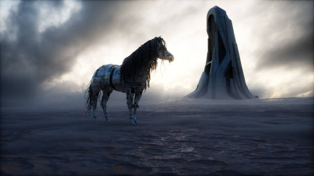 istock Horse robot. Biomechanical animal. Future concept. 3d rendering. 1341571956