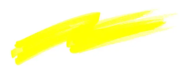 Photo of highlight pen brush yellow for marker, highlighter brush marking for headline, scribble mark stroke of highlighted pen