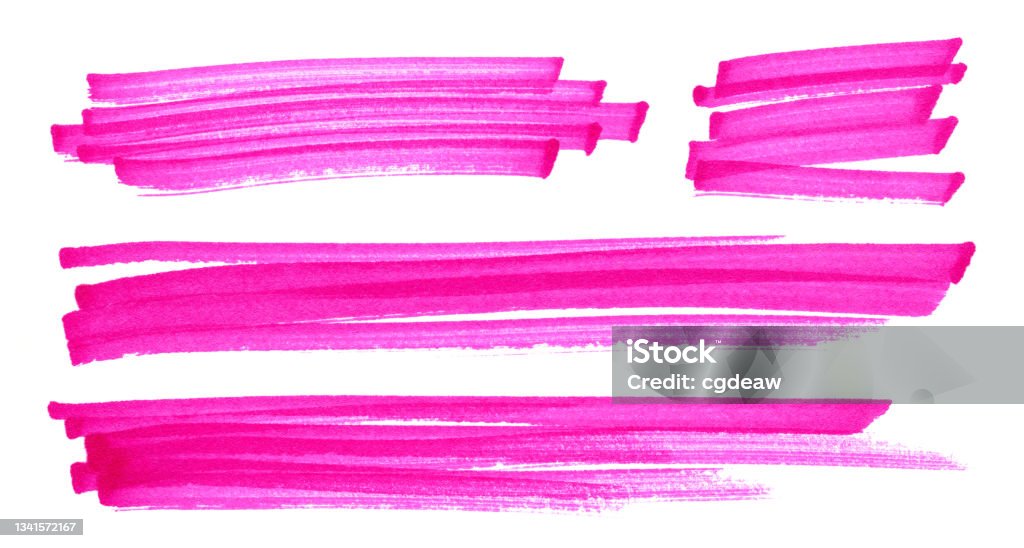 highlight pen brush pink for marker, highlighter brush marking for headline, scribble mark stroke of highlighted pen Felt Tip Pen Stock Photo