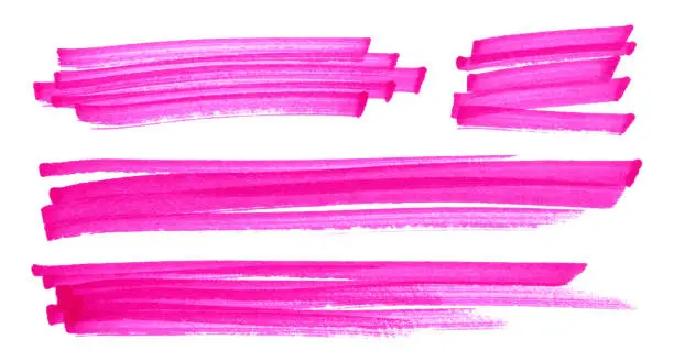 highlight pen brush pink for marker, highlighter brush marking for headline, scribble mark stroke of highlighted pen