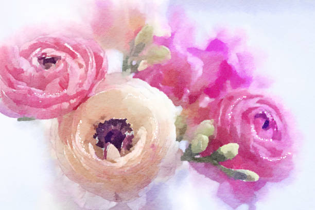 This is a macro floral image I photographed.  I then added several layers of digital watercolor brush strokes.\n\nMy goal is to add subtle changes that blur and bring movement to the photographs-- as this is how I experience the plants & flowers when meeting them through my camera's macro lens.