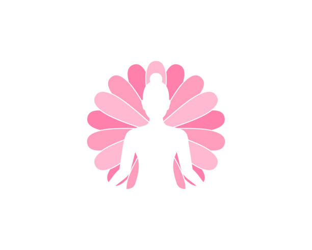 ilustrações de stock, clip art, desenhos animados e ícones de woman meditation silhouette in the pink flower - human hair flowing fashion beauty spa