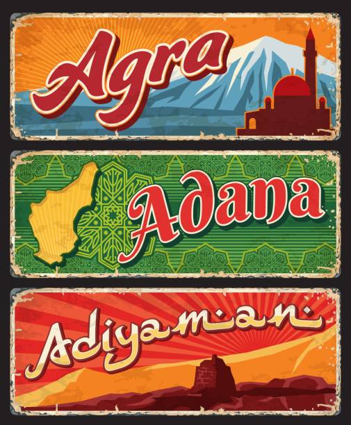 illustrazioni stock, clip art, cartoni animati e icone di tendenza di agra, adana, adiyaman province della turchia, il - adiyaman