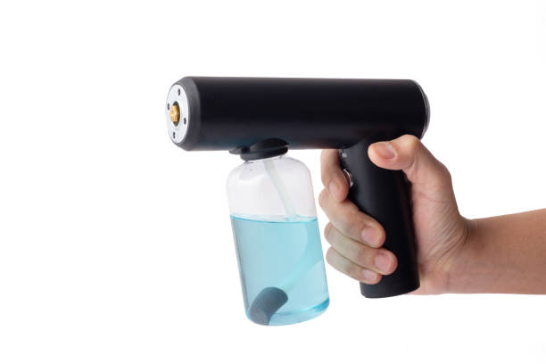istock Hand holding a Alcohol Fog Misting Nano Sprayer Gun. 1341581845