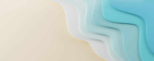 istock Paper cut water wave shapes style sea pattern, Modern origami design template 1341583737