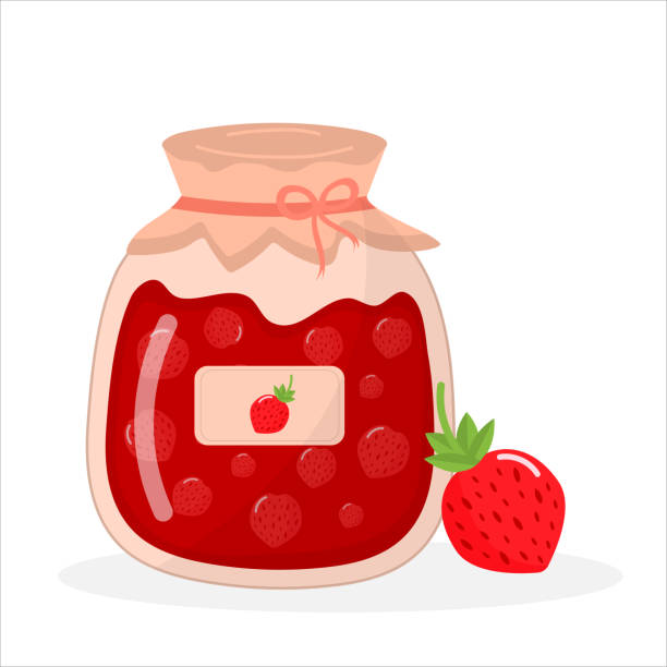Strawberry Jam Jar And Strawberry Stock Illustration - Download Image Now -  Gelatin Dessert, Strawberry, Strawberry Jam - iStock