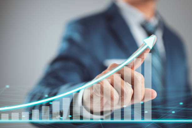 istock Businessman plan growth and increase of positive indicators. Development and growth concept. 1341584700