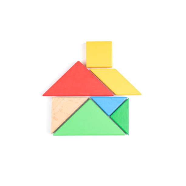 Tangram Puzzle House on White Background