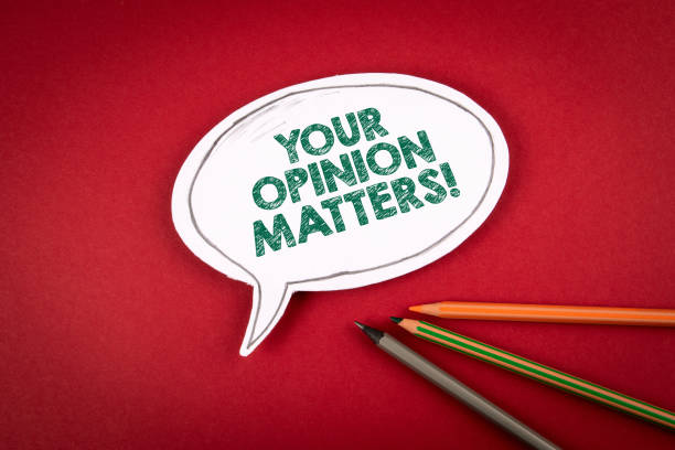 istock Your Opinion Matters. Speech bubble on a red background 1341586554