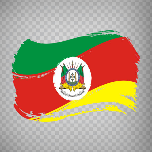 ブラシストロークからリオグランデドスルの旗。ブラジル連邦共和国。あなたのウェブサイトのデザイン、アプリ、uiのための透明な背景にブラジルのリオグランデ・ド・スルの手を振る。� - rio grande点のイラスト素材／クリップアート素材／マンガ素材／アイコン素材