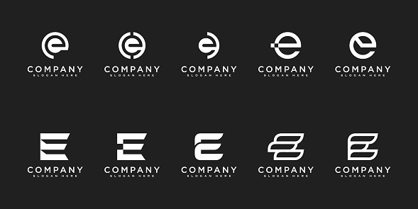 Set of initial letter E logo design template. icons for business of luxury, elegant, simple