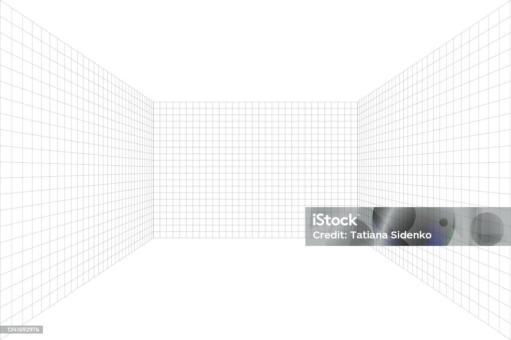 Grid Abstract Room Grid Perspective White Room Background Stock Illustration - Download ...