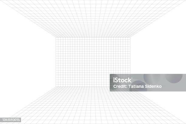 Grid Abstract Room Grid Perspective White Room Background Stock Illustration - Download ...