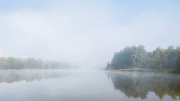 istock Foggy Lake in autumn Park 1341599919