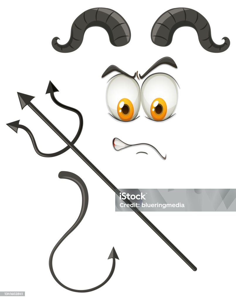 Evil Features Evil Face With Devil Element Stock Illustration - Download Image Now ...
