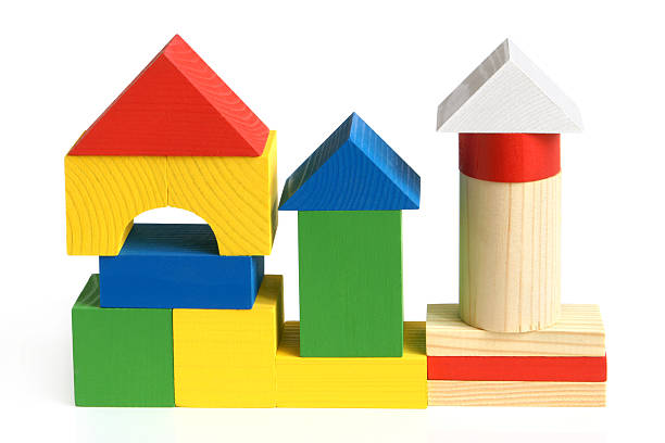istock House made from children's wooden building blocks 134160327