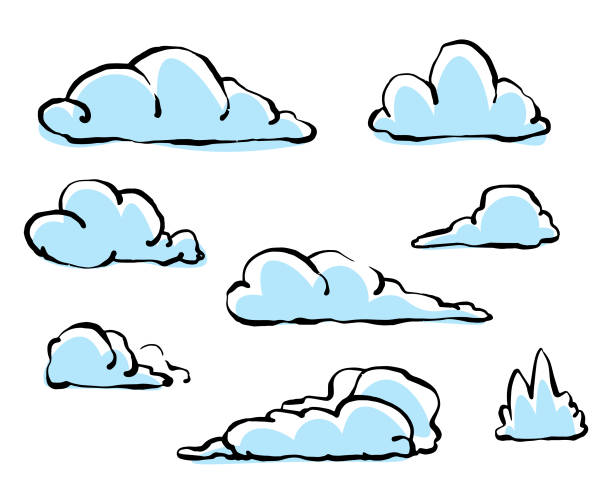 Clouds Collection Cartoon Drawings Stock Illustration - Download Image Now  - Cloud - Sky, Cloudscape, Doodle - iStock