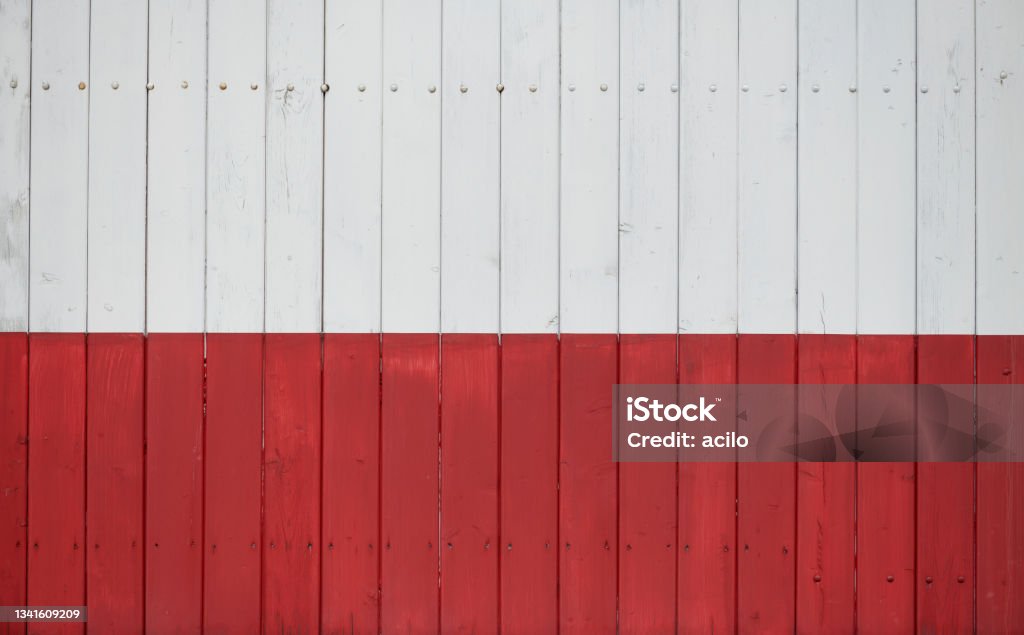 Red and white paint on wooden planks HighRes photograph of red and white wooden boards. Backgrounds Stock Photo