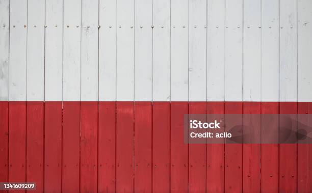 Red And White Paint On Wooden Planks Stock Photo - Download Image Now - Backgrounds, Close-up, Color Image