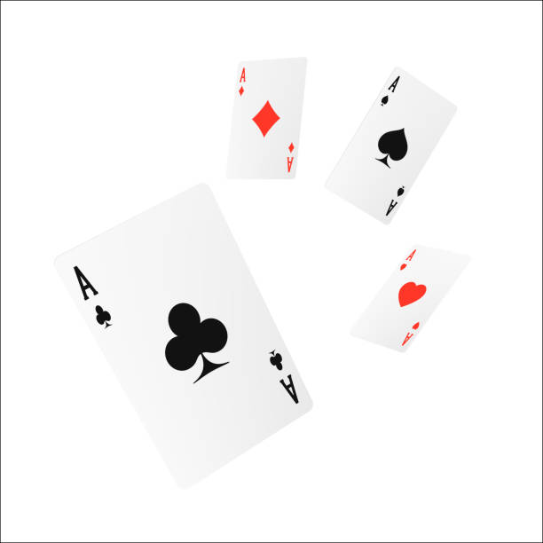 istock Flying playing card four of a kind or quads. Ace design cazino game element. Poker or blackjack realistic cards. Vector 1341610972