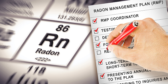 Radon Management Plan - The danger of natural radon gas in buildings - concept with check-list