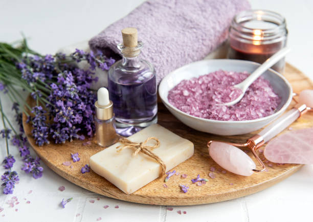 istock Natural herb cosmetic with lavender flowers 1341614643