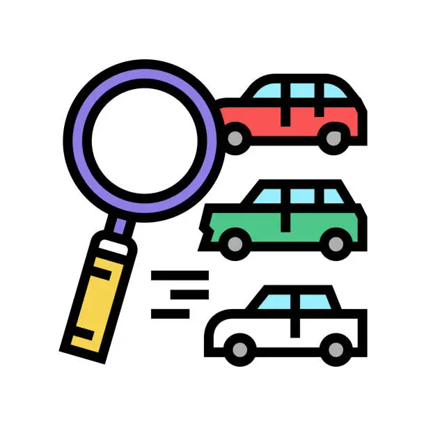Vector illustration of search vehicles color icon vector illustration