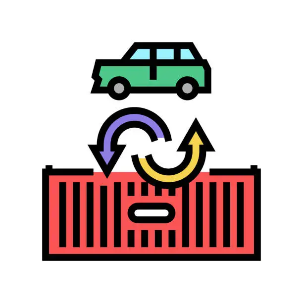 Vector illustration of import car color icon vector illustration