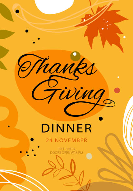 ilustrações de stock, clip art, desenhos animados e ícones de trendy abstract thanksgiving template. good for poster, card, invitation, flyer, cover, banner, placard, brochure and other graphic design, vector illustration. - thanksgiving backgrounds autumn falling