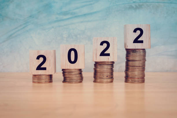istock 2022 new year concept. Wooden Blocks With text 2022 on table. Copy space 1341615839