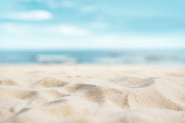 istock Tropical summer sand beach and bokeh sun light on sea background, copy space. 1341616520