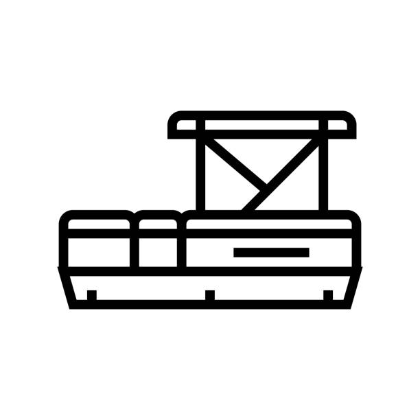 ilustrações de stock, clip art, desenhos animados e ícones de pontoon boat line icon vector illustration - runabout