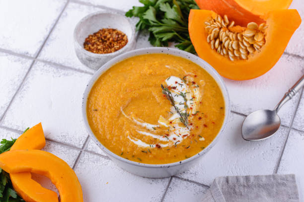 istock Traditional vegetarian pumpkin cream soup. 1341619562