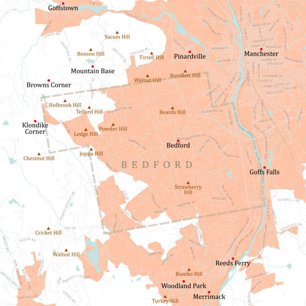 nh hillsborough bedford vector mapa drogowa - manchester city stock illustrations