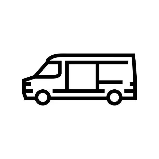 Vector illustration of cargo van car line icon vector illustration