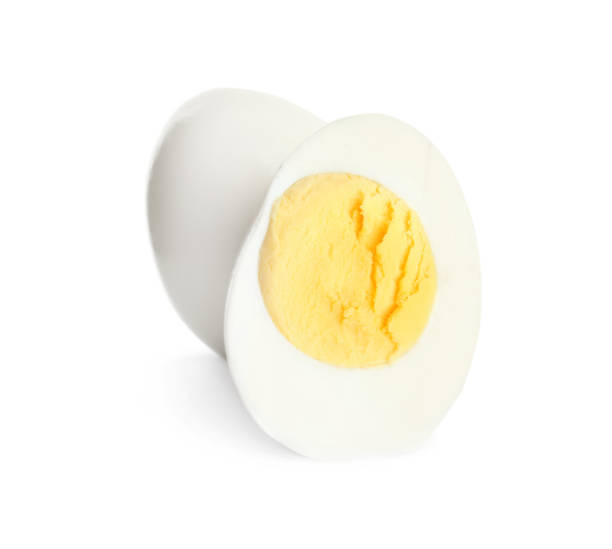 istock Fresh hard boiled chicken eggs isolated on white 1341621607