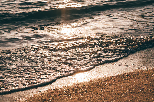 Image cut of the coast illuminated by the setting sun