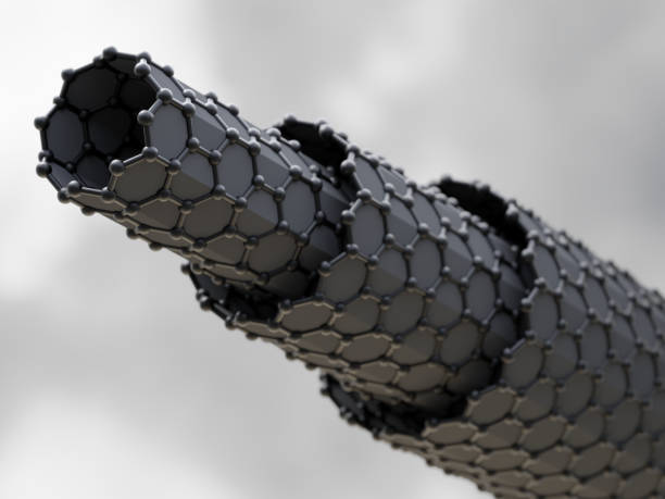 nanotubos de carbono de paredes múltiples de grafeno, ilustración 3d. - nanotecnología fotografías e imágenes de stock