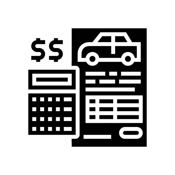 Vector illustration of financing car calculator glyph icon vector illustration