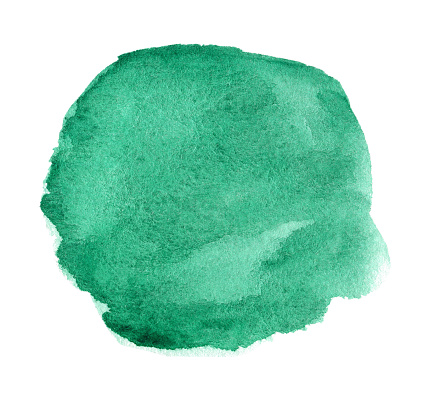 Set of green and blue colorful watercolor blot on white background. The color splashing in the paper. It is a hand drawn picture