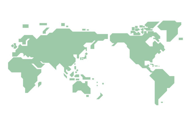 シンプルなデザインのワールド マップのベクター図 - 世界地図点のイラスト素材／クリップアート素材／マンガ素材／アイコン素材