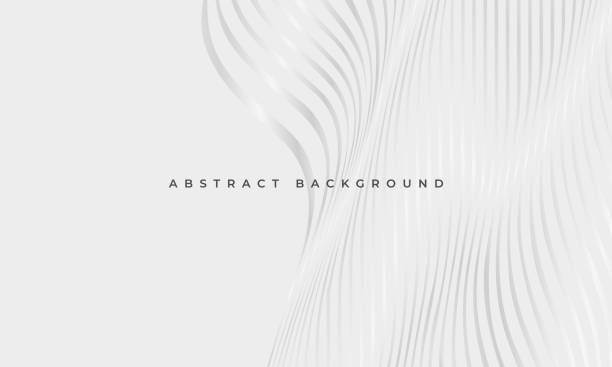 Luxury abstract geometric elegance background with silver wavy glowing lines Luxury abstract soft grey wavy fluid glowing lines elegance geometric background. Striped silver wave lines modern pattern corporate concept for banner, cover, poster, presentation, magazine, leaflet. wave abstract background stock illustrations