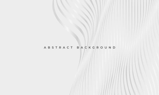 Luxury abstract geometric elegance background with silver wavy glowing lines Luxury abstract soft grey wavy fluid glowing lines elegance geometric background. Striped silver wave lines modern pattern corporate concept for banner, cover, poster, presentation, magazine, leaflet. silver colored stock illustrations