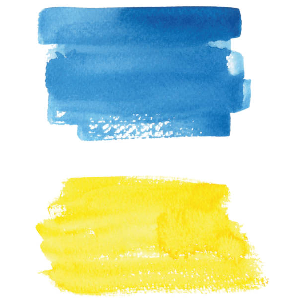 Vectorized watercolor blue and yellow backgrounds vector art illustration